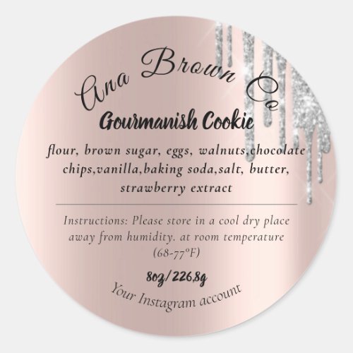 Glitter Rose Gold Product Label