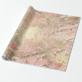 Glitter Rose Molten Pink Gold Marble Metallic Wrapping Paper (Unrolled)