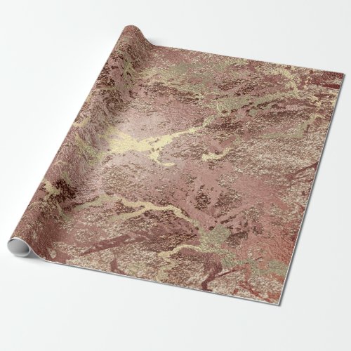 Glitter Rose Molten Rose Gold Marble Metallic Wrapping Paper