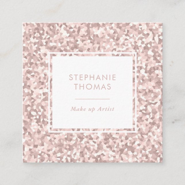 Glitter Rose Pink pattern square business card (Front)