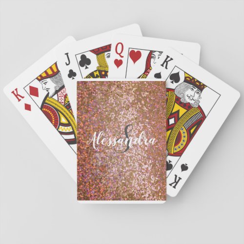 Glitter Rose Purple Gold Girly Playing Cards