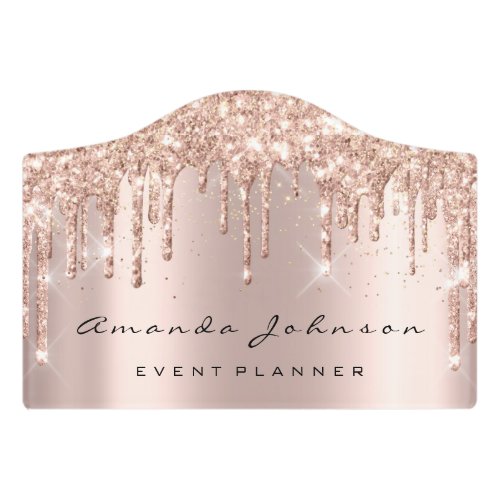 Glitter Rose Spark Beauty Blog Salon Event Makeup Door Sign