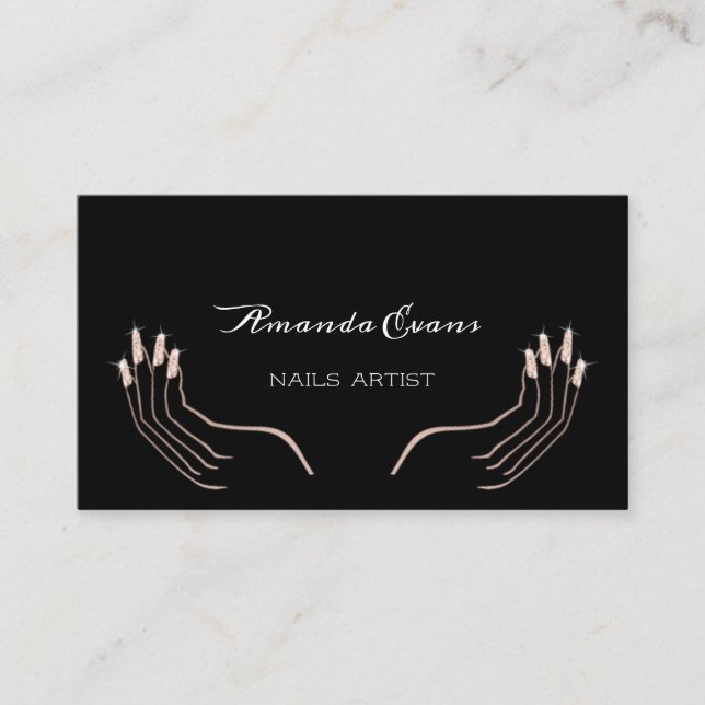 Glitter Rose Sparkly Nails Artist Appointment Card (Front)