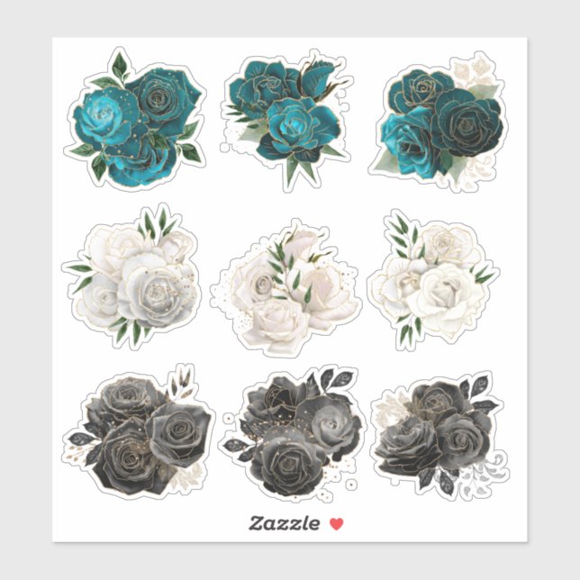 Glitter Roses Sticker (Sheet)