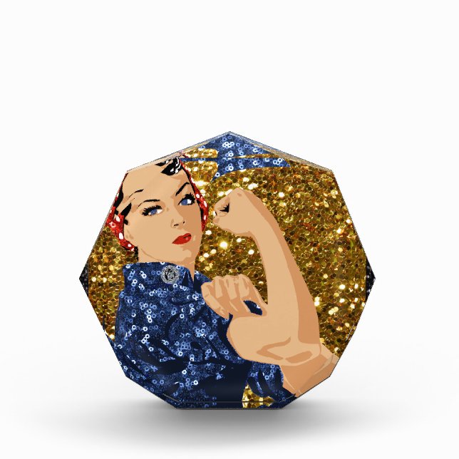 glitter rosie the riveter acrylic award (Front)