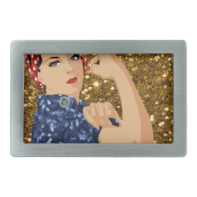 glitter rosie the riveter belt buckle (Front)