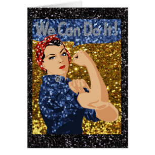 glitter rosie the riveter cards