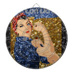 glitter rosie the riveter dartboard