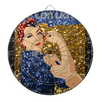 glitter rosie the riveter dartboard