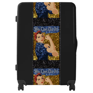 glitter rosie the riveter luggage