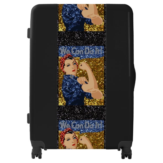 glitter rosie the riveter luggage (Front)