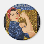 glitter rosie the riveter magnet