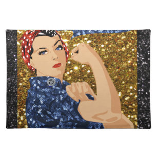 glitter rosie the riveter placemat