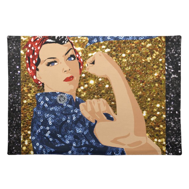 glitter rosie the riveter placemat (Front)