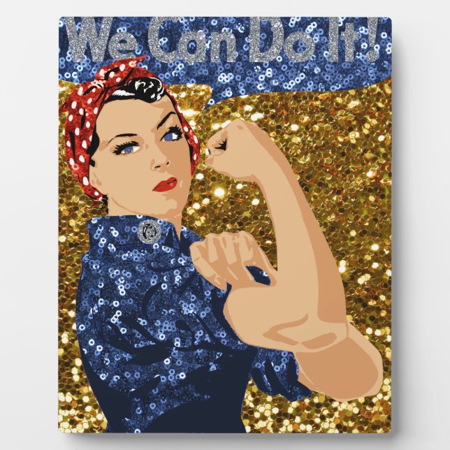 glitter rosie the riveter plaque (Front)