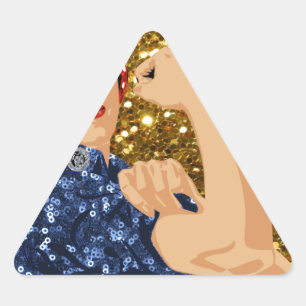 glitter rosie the riveter triangle sticker