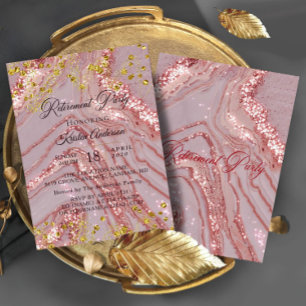 Glitter Rosy Retirement Party Invitation