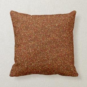 Glitter Rust Orange Sparkle Stylish Faux Throw Pillow