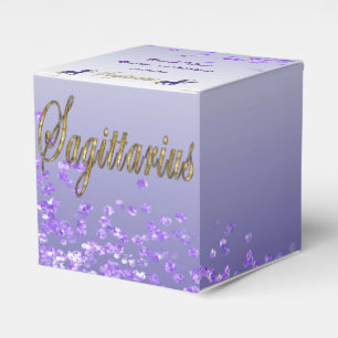 Glitter Sagittarius & Purple Glitter Birthday Favor Boxes