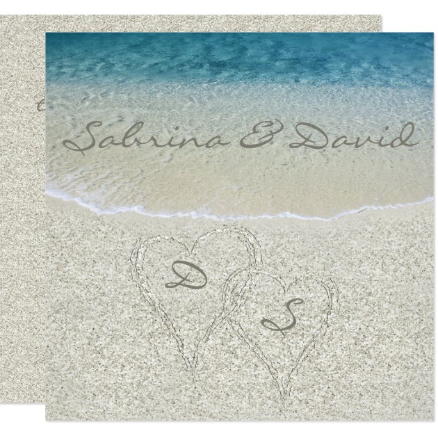 Glitter Sandy  Beach Wedding Invitation