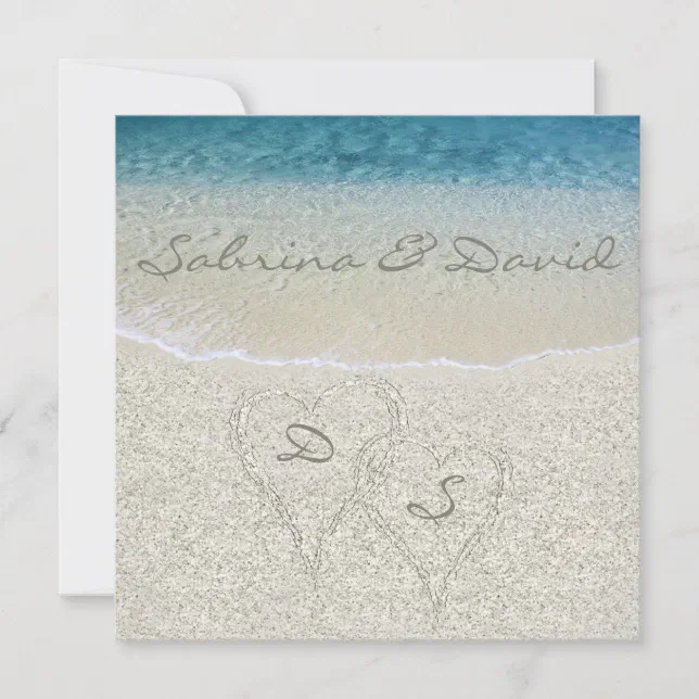 Glitter Sandy Beach Wedding Invitation | Zazzle