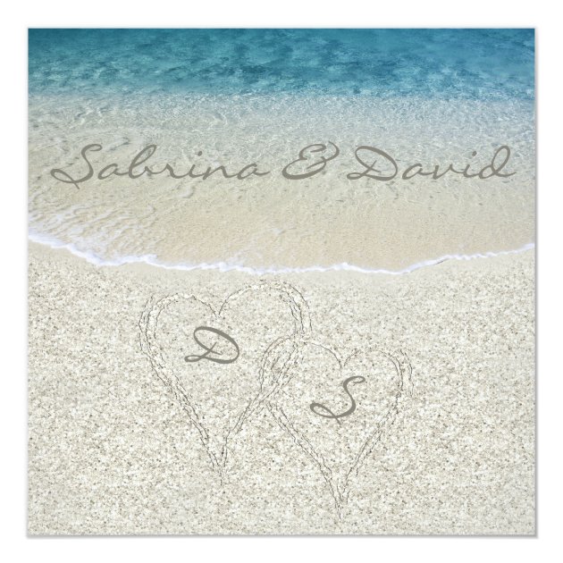Glitter Sandy  Beach Wedding Invitation