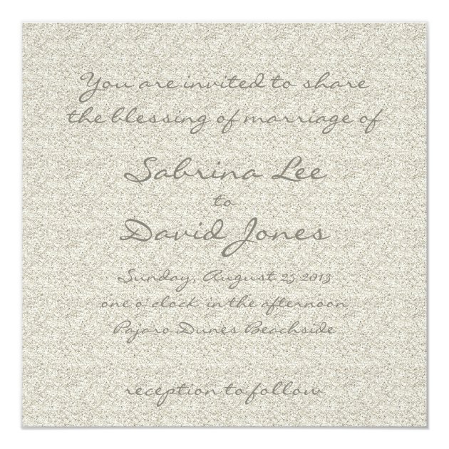 Glitter Sandy  Beach Wedding Invitation