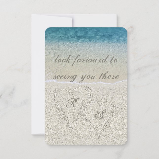 Glitter Sandy  Beach Wedding rsvp (Front)
