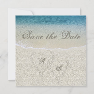 Glitter Sandy  Beach Wedding Save the Date Invitation