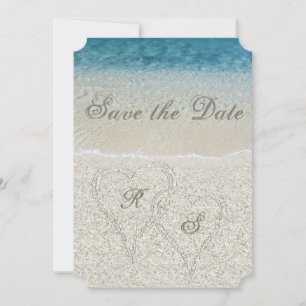Glitter Sandy  Beach Wedding Save the Date Invitation