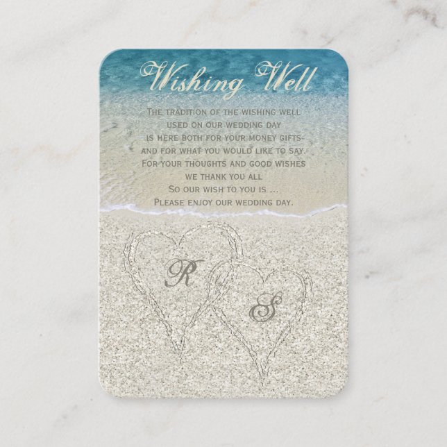 Glitter Sandy Beach Wedding Wishing Well Enclosure Card (Front)