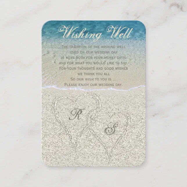 Glitter Sandy Beach Wedding Wishing Well Enclosure Card | Zazzle
