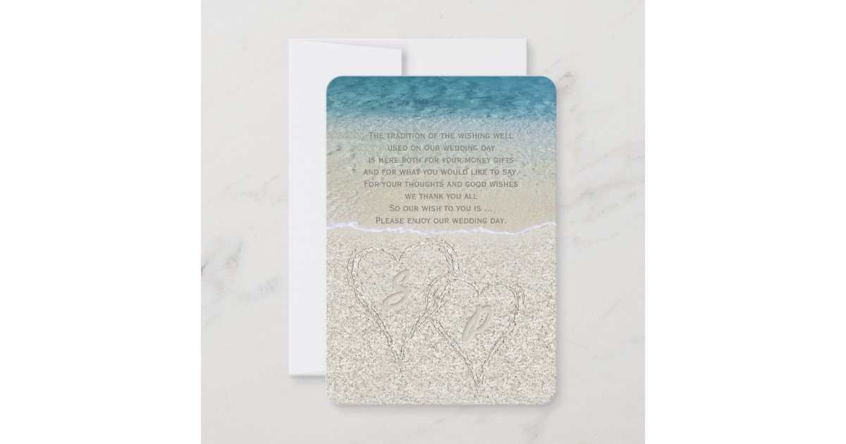 Glitter Sandy Beach Wedding Wishing Well Invitation | Zazzle