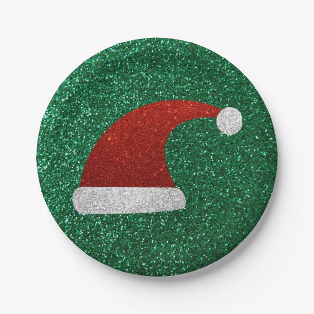 Glitter Santa Hat Paper Plates (Front)