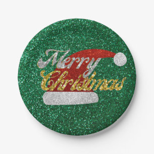 Glitter Santa Hat Paper Plates
