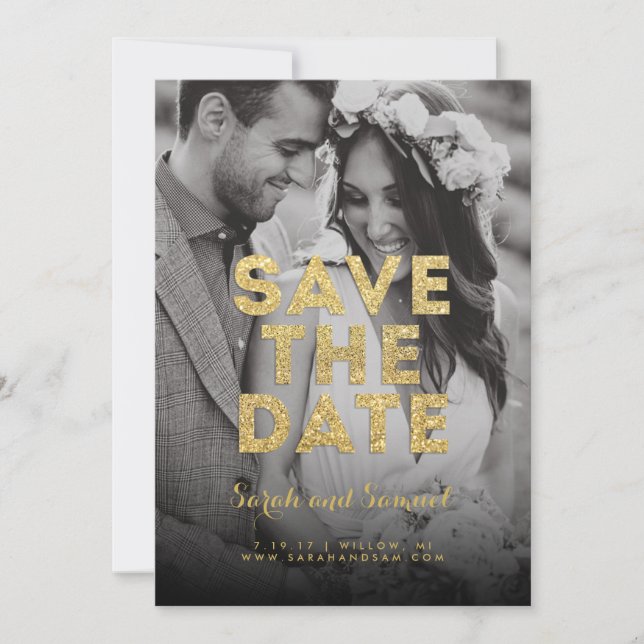 Glitter Save the Date Card (Front)