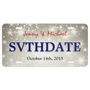 Glitter Save the Date - Custom Sparkle Wedding License Plate