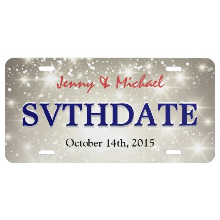 Glitter Save The Date - Custom Sparkle Wedding License Plate