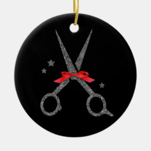 Glitter scissors - Hair dresser stylist Christmas  Ceramic Ornament