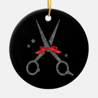 Glitter scissors - Hair dresser stylist Christmas Ceramic Ornament
