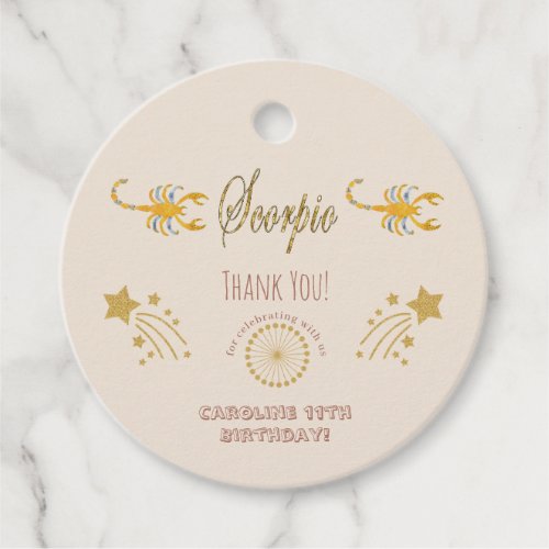 Glitter Scorpio Gold Shooting Stars Thank You Favor Tags