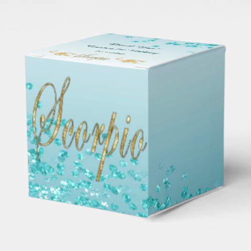 Glitter Scorpio  Teal Blue Glitter Birthday Favor Boxes