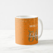Glitter & Script 50 & Fabulous Over Orange Coffee Mug (Front Right)