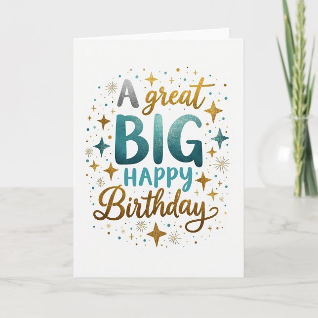 Glitter Script Birthday Card (Front)