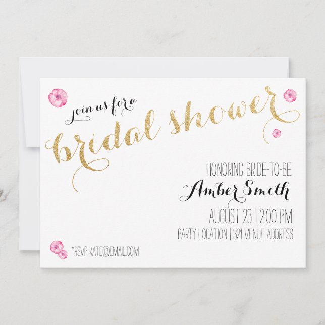 Glitter Script Bridal Shower Invitation (Front)