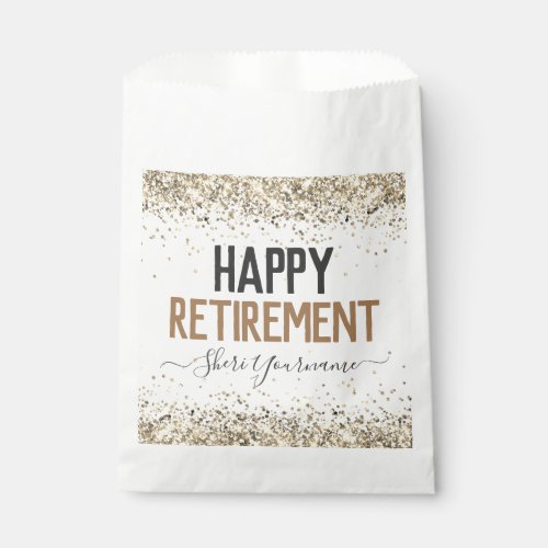 Glitter Script Happy Retirement Favor Bags