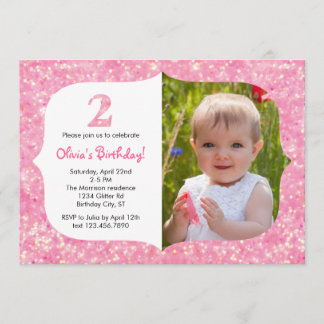 Glitter Second Birthday Invitation