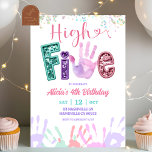 Glitter Sequin High Five Birthday Invitation<br><div class="desc">Glitter Sequin High Five Birthday Invitation,  Colorful Hand Painting Girl 5th Birthday Invite,  Editable Kids Birthday Party</div>