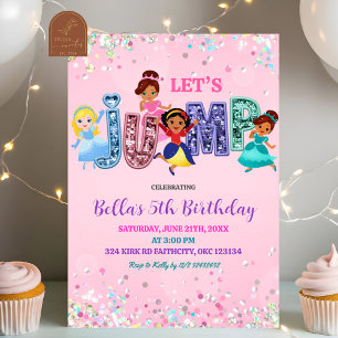 Glitter Sequin Jump Princess Costume Party Invitation