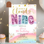 Glitter sequin pastel cloud nine birthday invitation<br><div class="desc">Glitter Sequin Pastel Cloud Nine Birthday Invitation,  Rainbow Themed Birthday Invite,  Editable Floral Kids Birthday Party</div>